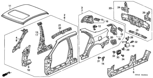 2001 Honda Accord  Outlet Assy., RR. Air Diagram for 75450SF1900