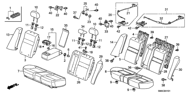 2010 Honda Civic  Clip, RR. Seat Cushion Diagram for 82138SNA003