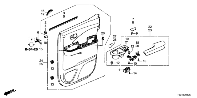 2017 Honda Ridgeline Weatherstrip, R. RR. Door (Inner) Diagram for 72835T6ZA01