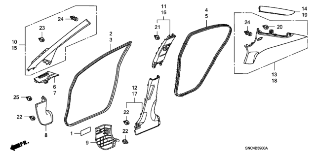2006 Honda Civic Lining, L. Cowl Side *YR327L* (PEARL IVORY) Diagram for 83163SNAA01ZB