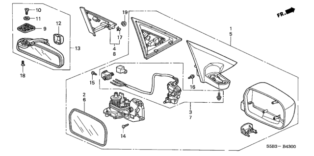 2004 Honda Civic Mirror & Stay (Black) (Day/Night) Diagram for 76430S5DA01ZA