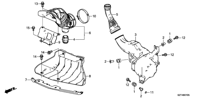 2011 Honda CR-Z Chamber, Resonator Diagram for 17231RTW000