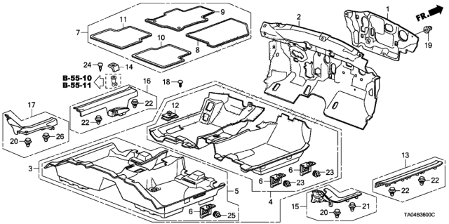 2008 Honda Accord  Insulator, Dashboard (Outer) Diagram for 74251TA0A00