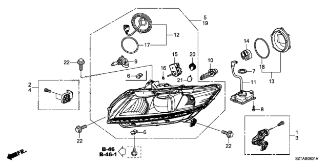 2013 Honda CR-Z Bulb (12V 28W/8W) (Amber) Diagram for 33303SZTA01