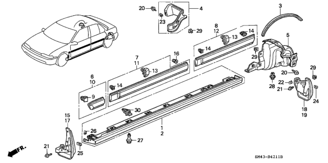 1990 Honda Accord Clip, Garnish Diagram for 90505SM4003