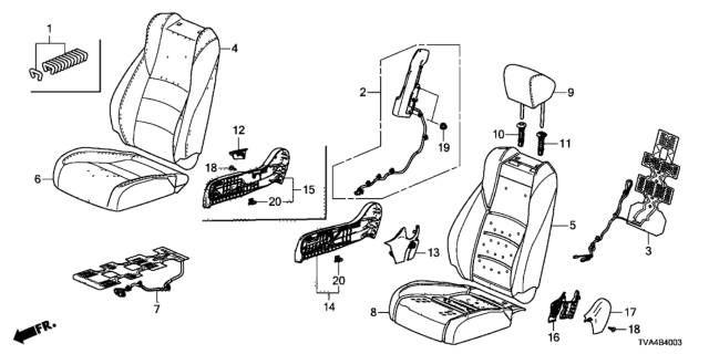 2020 Honda Accord Pad, Right Front Seat Cushion Diagram for 81137TVCA41