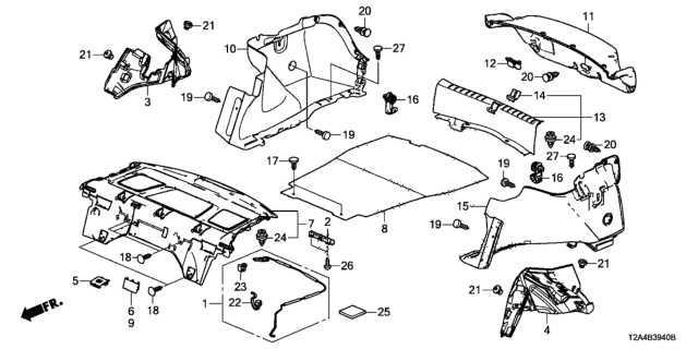 2013 Honda Accord  Ins R, RR Wheel Ho Diagram for 74641T2AA00