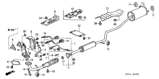 2004 Honda Insight  Converter, Exhuast Diagram for 18260PHMA00