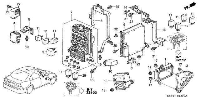 2005 Honda Civic  Stay, Electronic Control Unit Diagram for 28110PZAA00