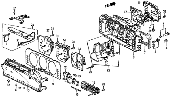 1986 Honda Prelude  Speedometer Assembly Diagram for 37200SF0671
