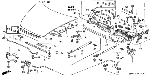 2006 Honda Accord  Cover, Passenger Hood Hinge Diagram for 74222SDAA10