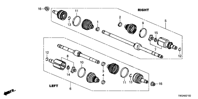 2020 Honda Civic  Band, Outboard Shaft Boot Diagram for 44318T9AT01