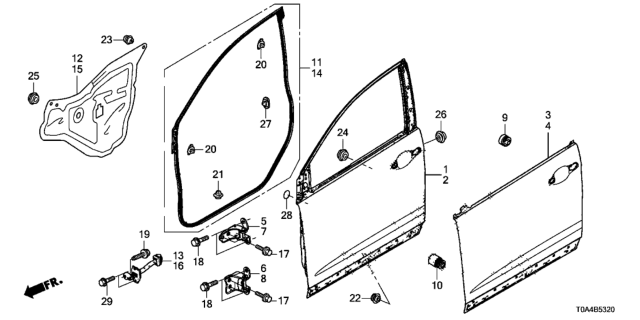 2016 Honda CR-V  Panel Comp, R FR D Diagram for 67010T0AA90ZZ