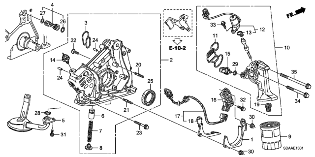 2007 Honda Accord  Spring, Relief Valve Diagram for 15232R70A01