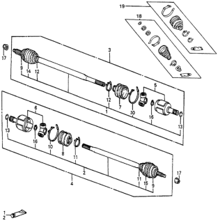 1984 Honda Accord  Driveshaft Assembly, Passenger Side Diagram for 44305SA5020