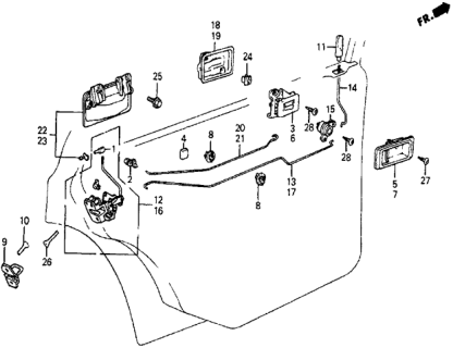 1987 Honda Civic  Lock Assembly, Left Rear Door Diagram for 76450SB6013