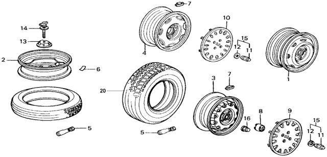 1990 Honda Civic  Disk, Wheel (5-Jx14) (Topy) Diagram for 42700SH1A22