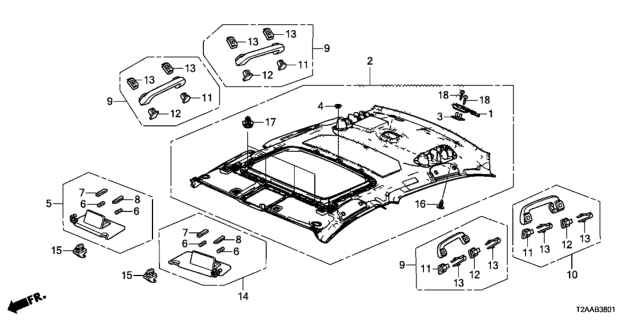 2017 Honda Accord  Sunvisor (Cashmere Ivory) Diagram for 83230T2FA52ZA