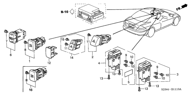 2004 Honda Accord Lid, Switch Hole *NH167L* (GRAPHITE BLACK) Diagram for 77625SDAA01ZA