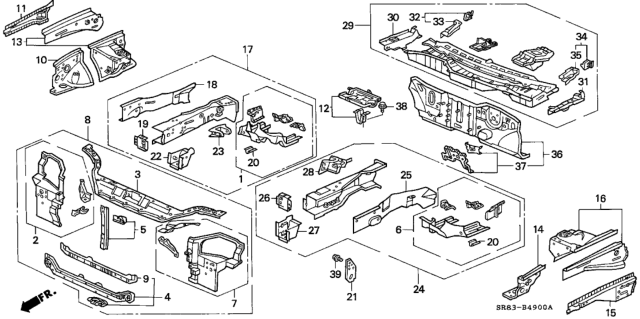 1994 Honda Civic Hook, Tie Down Diagram for 60821SH3K00