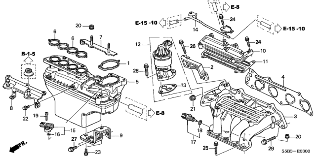2003 Honda Civic  Cover, EGR Chamber Diagram for 17145PZA000