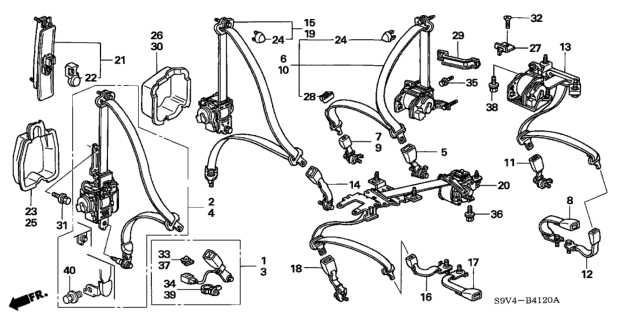 2006 Honda Pilot Anchor Set, R. RR. Seat (Outer) *NH361L* (CF GRAY) Diagram for 04825S9VA03ZB