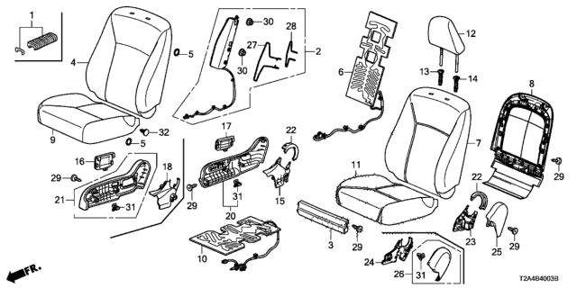2013 Honda Accord  Pad Comp R, FR Bac Diagram for 81127T2GA41