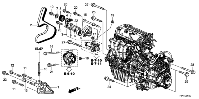 2013 Honda CR-V  Tensioner Assy., Auto Diagram for 31170RAAA02