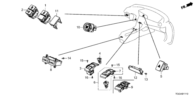2021 Honda Civic Switch Assembly, Start Sto Diagram for 35881TBAA01