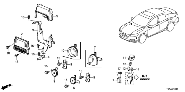 2017 Honda Accord  Sub Bracket Comp, Ecu Diagram for 378225G0A00