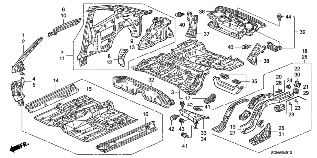 2007 Honda Accord  Panel, L. RR. (Inner) Diagram for 64700SDNA11ZZ