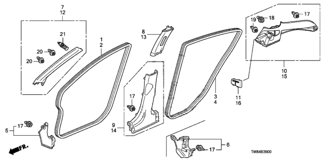 2012 Honda Insight Seal, L. RR. Door Opening *NH686L* (QP LIGHT WARM GRAY) Diagram for 72855TM8A01ZA