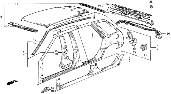 1987 Honda Civic Panel Set, R. RR. (Outer) Diagram for 04731SB6310ZZ