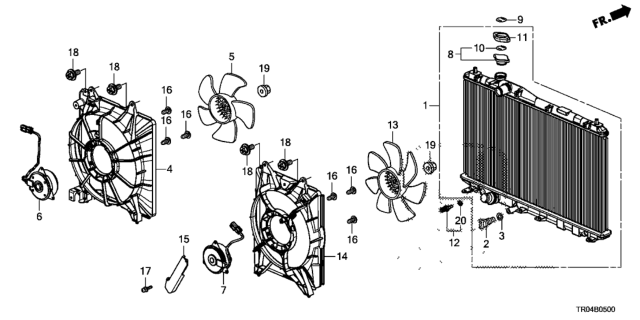 2012 Honda Civic Motor, Cooling Fan Diagram for 19030RSJE01