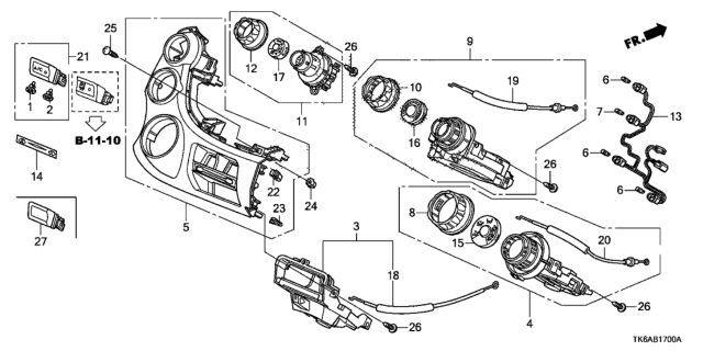 2013 Honda Fit  Display, FResh/Recirculating *NH167L* (GRAPHITE BLACK) Diagram for 79604TF0003ZA