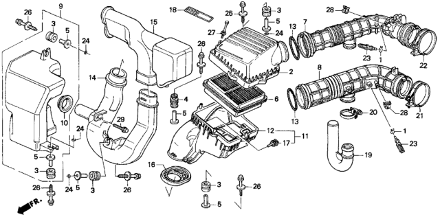 1994 Honda Del Sol  Housing, Air Cleaner Diagram for 17240P07000