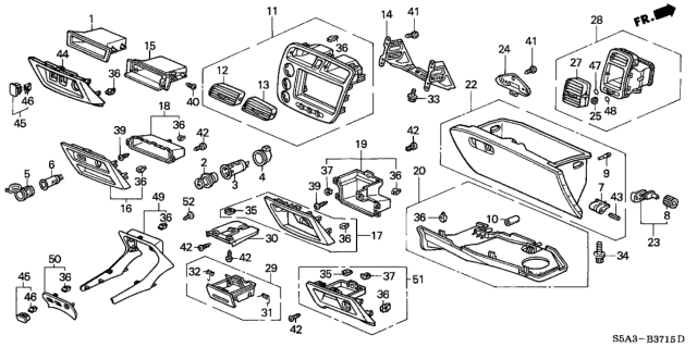 2003 Honda Civic  Cover Set, Instrument Center (Lower) *NH361L* (CF GRAY) Diagram for 77313S5AA00ZA