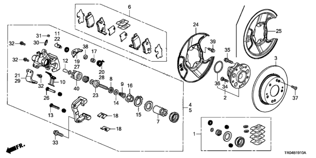 2012 Honda Civic Caliper Sub-Assembly, Left Rear Diagram for 43019TR0A00