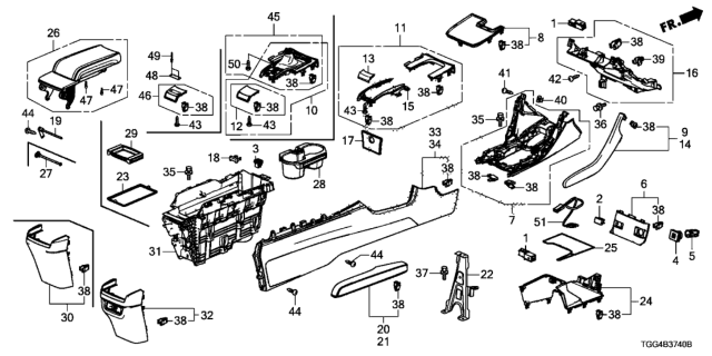 2020 Honda Civic Stopper, Console Armrest Diagram for 83406TX6A01