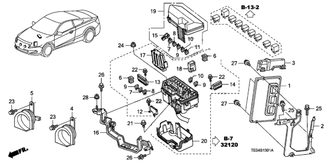 2008 Honda Accord Bracket, Engine Control Module Diagram for 37821R70A00
