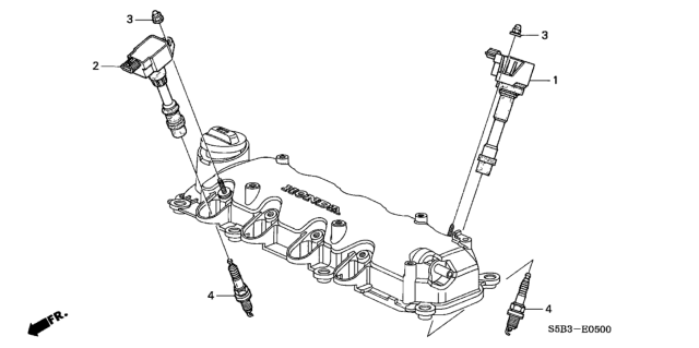 2004 Honda Civic Coil Assembly B, Plug Diagram for 30521PWAS01
