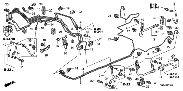 2008 Honda Civic  Hose Set, Rear Brake (Drum) Diagram for 01466SNA010