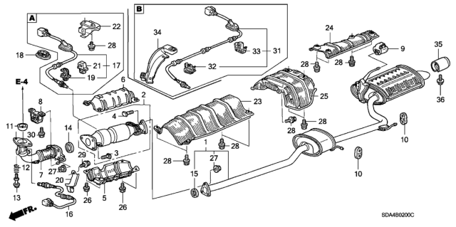 2006 Honda Accord  Muffler, Exhuast Diagram for 18030SDAA10