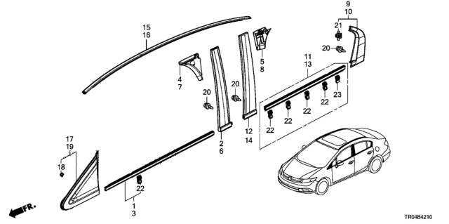 2024 Honda Prologue Molding Assy R, Roof Diagram for 74306TR0A12