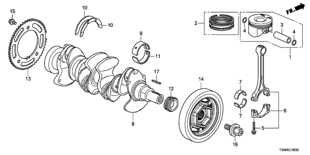 2021 Honda Insight  Bearing D, Connecting Rod Diagram for 132145R0013