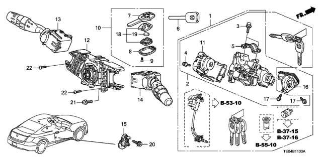 2011 Honda Accord  Key, Immobilizer (Sub)(Blank)(Gray) Diagram for 35112SWA305