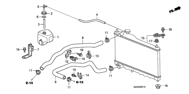 2008 Honda S2000  Hose, Reserve Tank Diagram for 19103PCX000