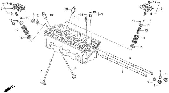 1995 Honda Del Sol Orifice Assy., Exhuast Rocker Shaft Diagram for 12260PR3000
