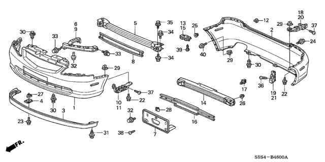 2002 Honda Civic  Beam, FR. Bumper Diagram for 71130S5T305ZZ