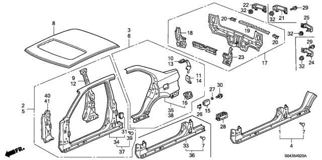 1997 Honda Civic Grommet, Emblem Hole Diagram for 61901611000